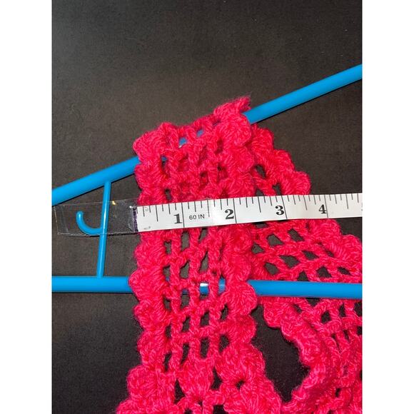 Hand Crochet Hot Pink Rose Vest Small Neon Boho tank top - Picture 7 of 16